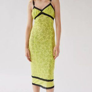 Urban Outfitters Olivia Mesh Lace-Trim Midi Dress, Size M